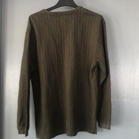 Van Heusen Sweater Adult XL Olive green Black Striped Long Sleeve V-Neck Mens - Picture 2 of 6